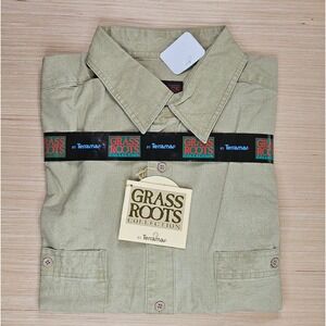 Vintage Grass Roots By Terramar Ripstop Button Down Shirt Mens XL Red NEW